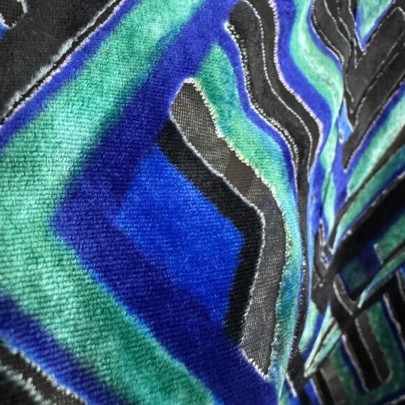 Chicos Cardigan Women 3 XL/16 Blue Abstract Velvet Burn-Out Sheer Open Front - Picture 6 of 13